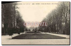 Old Postcard Rouen Central Garden Allee Plants