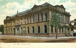 Vintage Postcard; City Hall, Freeport IL Stephenson County, Wheelock