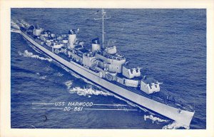 c. '47, US Navy Ship, USS Harwood, DD-861, San Diego CA , Old Postcard