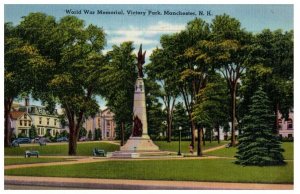 World War Memorial Victory Park Manchester New Hampshire Postcard Posted 1956