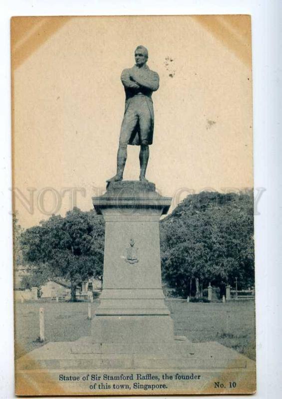 192138 SINGAPORE Stamford Raffles statue Vintage postcard