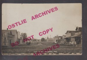 Georgetown MINNESOTA RPPC c1910 MAIN STREET Stores nr Moorhead Fargo Ada POP 86