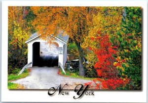 Postcard - A scenic autumn view of the Rexleigh Covered Bridge - Salem, New York