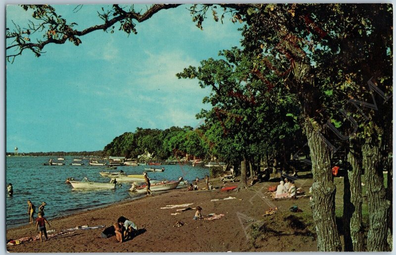 1964 Clear Lake, IA Swimming Beach State Park Boat Family Picnic by LL Cook A195