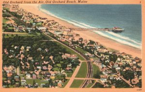 Vintage Postcard 1955 View Old Orchard From The Air Old Orchard Beach Maine ME