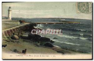 Old Postcard Lighthouse on a day of good weather Cannes