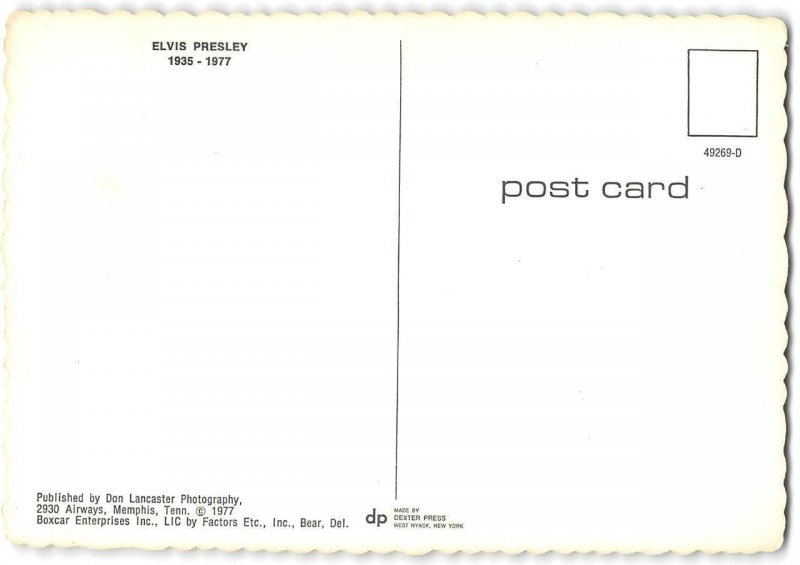 ELVIS PRESLEY The King Forever Music 1935 -1977 4x6 Dexter Vintage Postcard