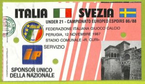 C2582 - Old 1987 ITALY VS SWEDEN FOOTBALL MATCH TICKET-