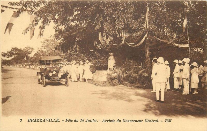  FRENCH CONGO Brazzaville arrivee du Gouverneur General voiture automobile