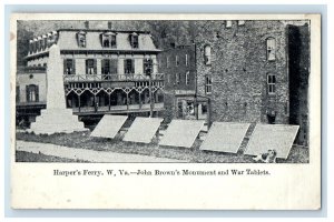 Harper's Ferry West Virginia WV, John's Brown's Monument War Tablets Postcard 