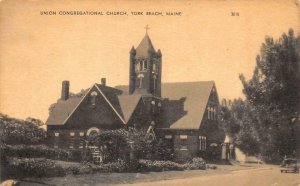 YORK BEACH, Maine ME    UNION CONGREGATIONAL CHURCH   ca1950's Sepia Postcard