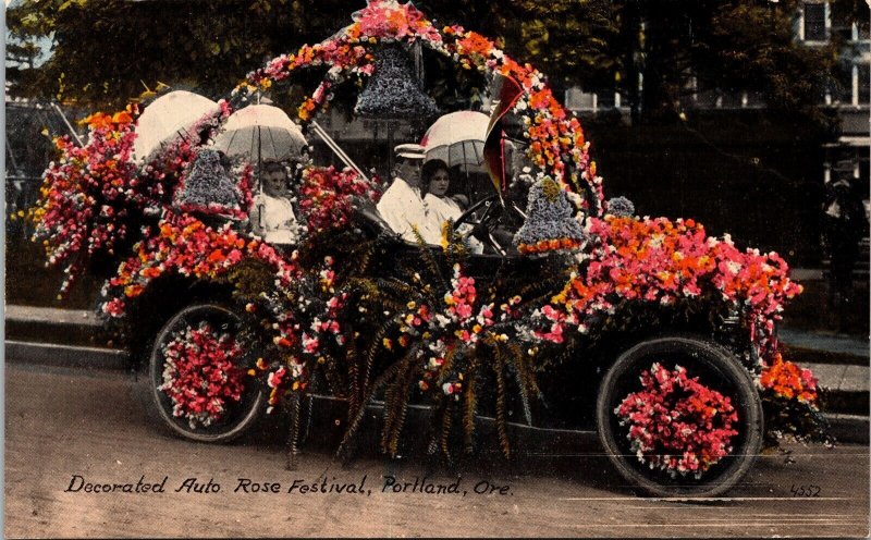 Decorated Auto Rose Festival Portland Oregon OR Antique Postcard UNP Unused DB