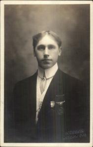 Man Wearing Medals - Wedekin Studio Cameo Astoria OR Real Photo Postcard