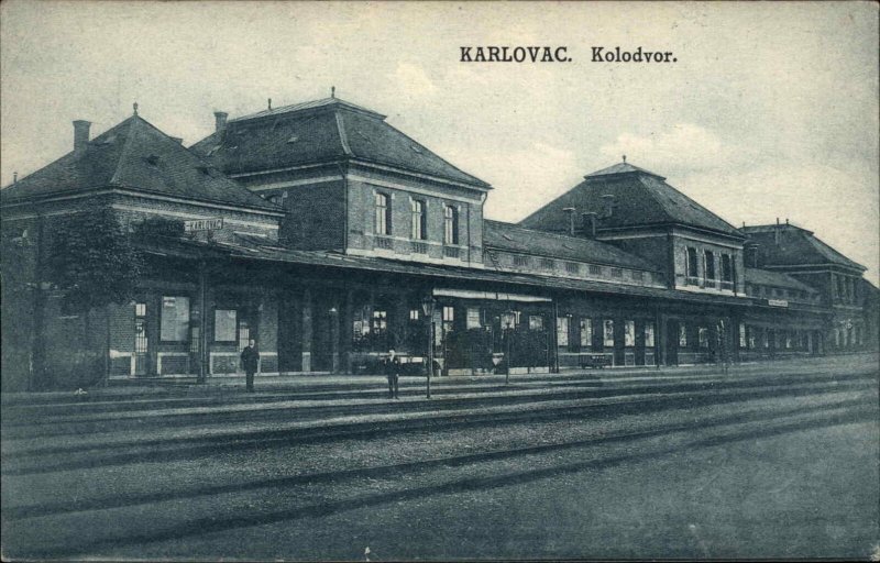 Karlovac Croatia RR Train Station Depot c1910 Postcard