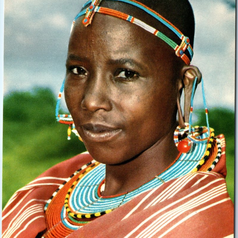 c1970s Kenya Africa Masai Woman African Tribe Girl Shaved Head Earring 4x6 PC M3