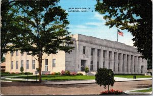 New Post Office Building Lansing Michigan MI Linen Postcard L1