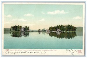 1907 Cedar Island Camp Fourth Lake Fulton Chain Adirondack Mts., NY RFO Postcard