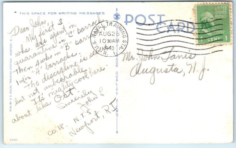 Postcard - U. S. Naval Training Station Barracks - Newport, Rhode Island