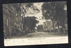 MANCHESTER NEW HAMPSHIRE DOWNTOWN ELM STREET SCENE VINTAGE POSTCARD 1906