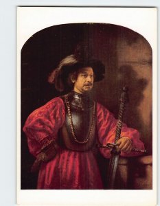 Postcard Portrait of a man in military costume By Rembrandt, Cambridge, England