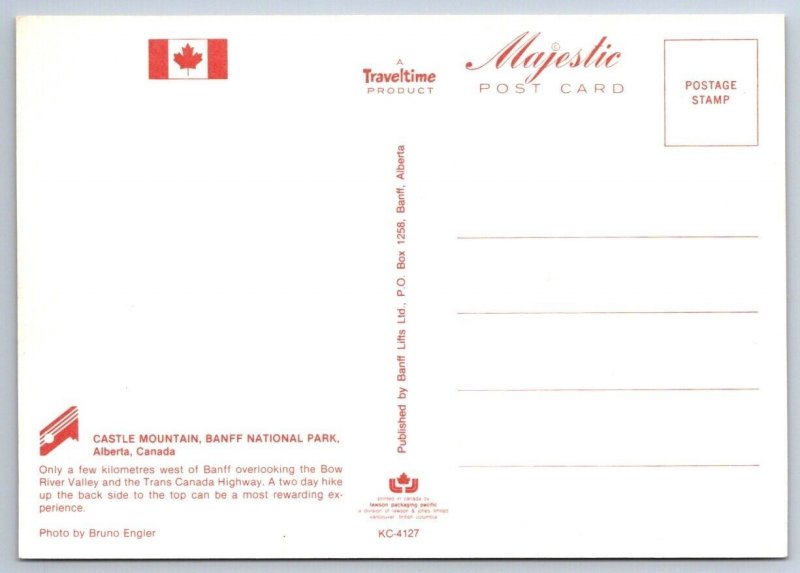 Castle Mountain, Banff National Park Alberta Canada, Chrome Postcard