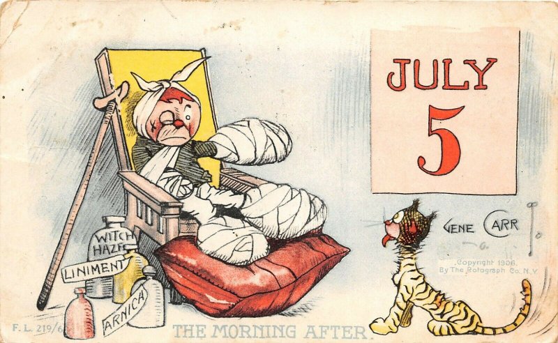 F58/ Patriotic Postcard c1910 Fourth of July 5th Comic Gene Carr 5