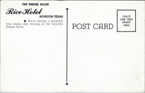 1940s Houston Rice Hotel Empire Room Interior View Linen Postcard BU