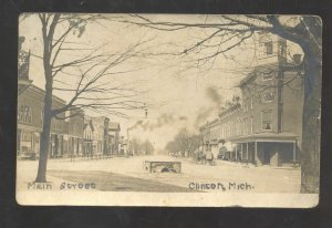 RPPC CLINTON MICHIGAN DOWNTOWN MAIN STREET SCENE REAL PHOTO POSTCARD