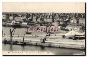 Postcard Old Saint Malo Basins and the Remparts