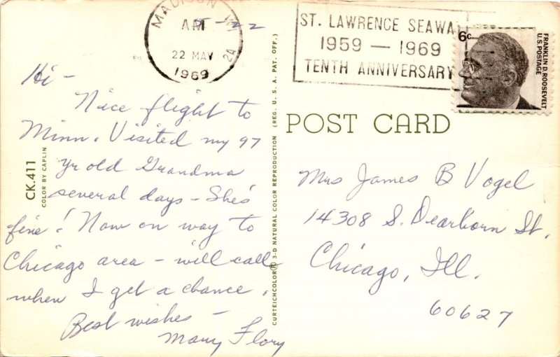 Toi Massachusetts St Lawrence Seaway Minnesota Grandma Chicago COLOR BY Postcard