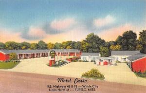 Tupelo Mississippi Motel Carro Birdseye View Antique Postcard K88664