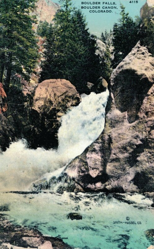 USA Boulder Falls Boulder Canyon Colorado Vintage Postcard 07.72 