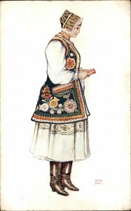 A/S Kirin Peasant Woman Zagreb Croatia Ethnic Costume Vintage Postcard