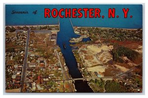 Aerial View Port of Rochester New York NY UNP Chrome Postcard W19