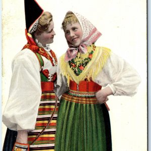 c1910s Mora Sweden Traditional Folk Costumes Rattvik Women Cultural Dress A345