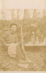 c.'1913, RPPC, Hunter, Double Barrel Shotgun, Montreal, MO,  Old Postcard