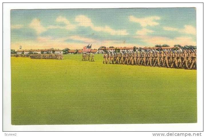 US Marines Passing in review, Parris Island, South Carolina, PU-1948