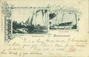 indonesia, BORNEO BANDJERMASIN, Martapura River, H.M. Flores (1904) Postcard