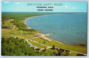 Thompson Michigan MI Postcard Driftwood Shores Resort Coho Fishing Scene  c1960s