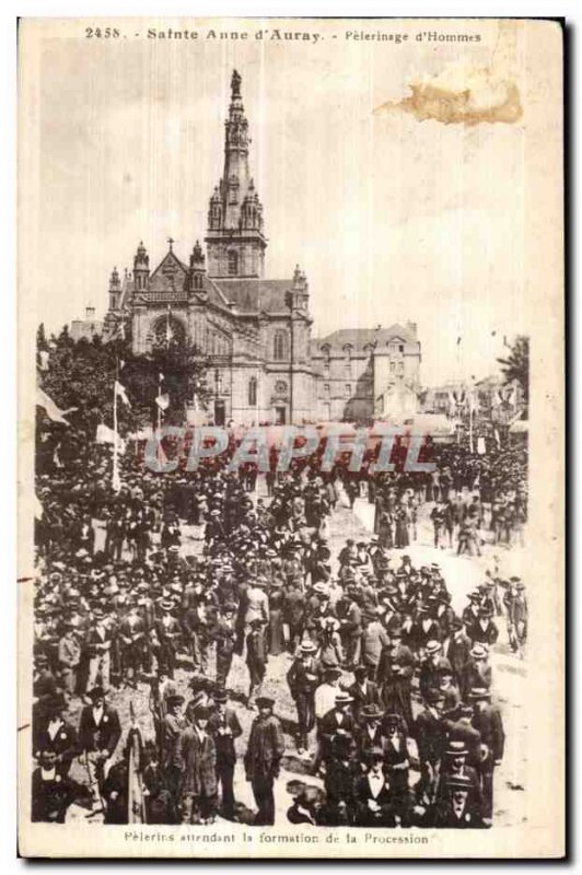 Old Postcard Sainte Anne d Auray Pilgrimage of Men Folklore Costume