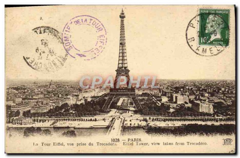 Old Postcard Paris Eiffel Tower View Jack Trocadero