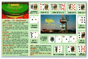 c1960s Milton Prell's Aladdin Hotel Black Jack Rules Las Vegas Nevada Postcard