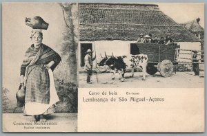 AZORES PORTUGAL SAO MIGUEL ISLAND NATIVE COSTUMES ANTIQUE POSTCARD