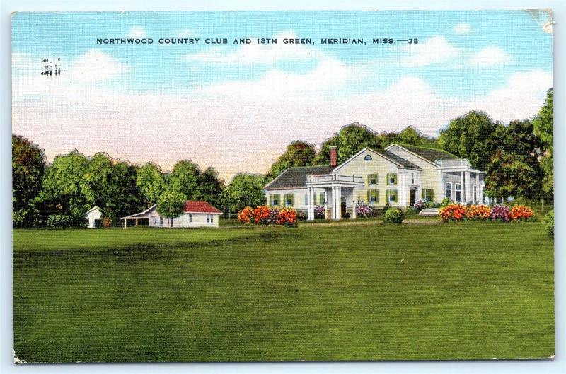 Postcard MS Meridian Northwood Country Club & 18th Green Vintage Linen L13