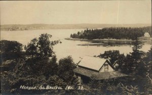 South Bristol ME Harbor Birdseye View c1915 Real Photo Postcard