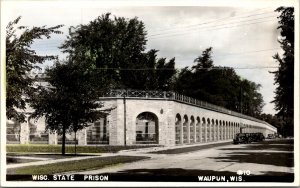 Hand Colored Real Photo Postcard Wisconsin State Prison in Waupun, Wisconsin