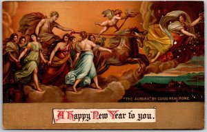 1910's A Happy New Year To You The Aurora by Guino Reni Rome Posted Postcard