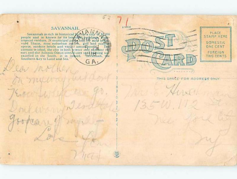 W-Border POST OFFICE SCENE Savannah Georgia GA d8938