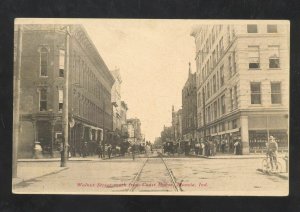 MUNCIE INDIANA DOWNTOWN WALNUT STREET SCENE STORES VINTAGE POSTCARD