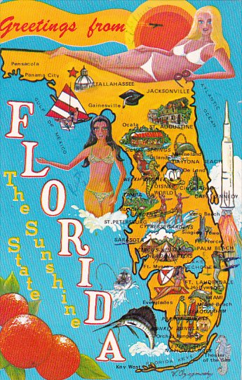 Greetings From Florida The Sun Shine State 1979